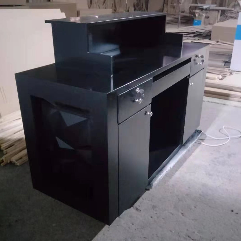 Black Acrylic Artificial Stone Reception Counter - Image 6