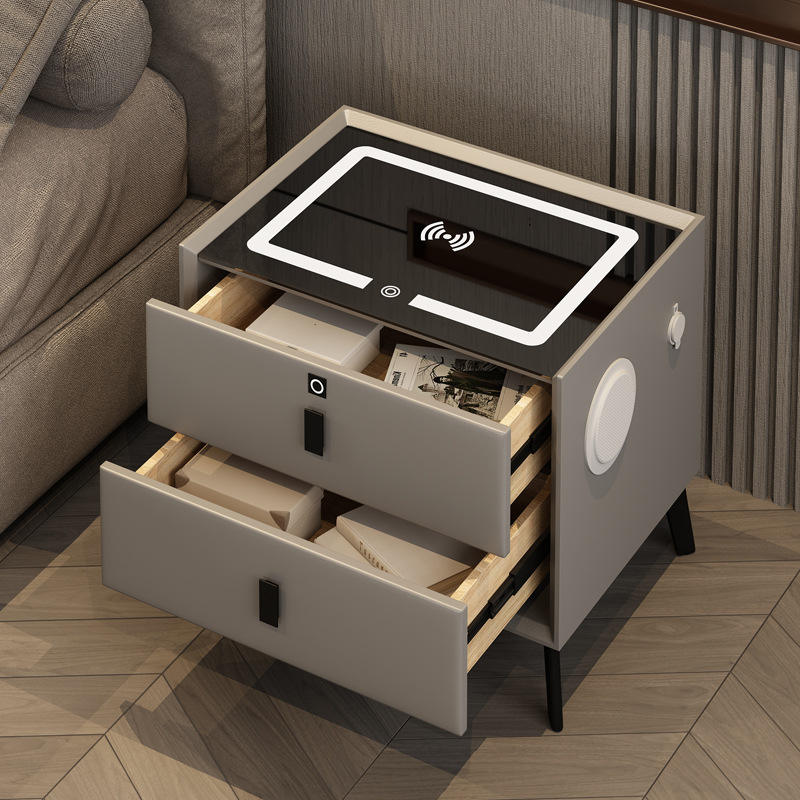 Smart Luxury Wood Table Bedside Light Full Solid Multi-functional Nightstand - Image 6