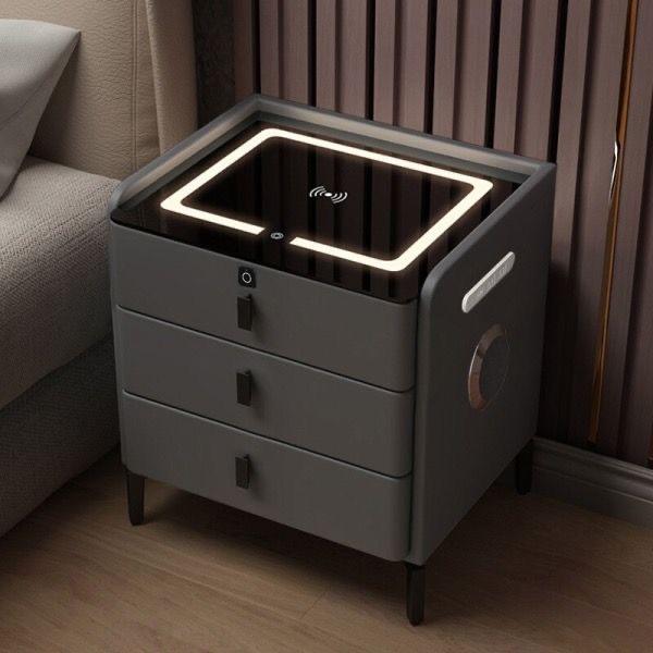 Modern Smart Wood Bedroom Cabinet Table Wireless Charge Household Solid - Image 5