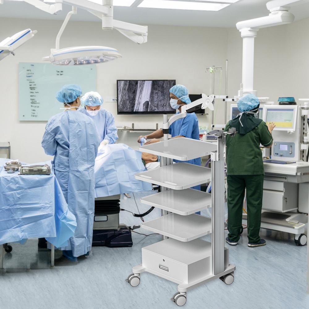 Hospital Mobile Workstation 4Layer Storage - Image 5