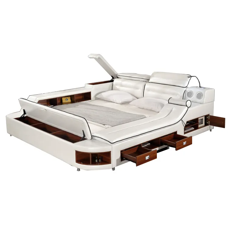Smart Modern Bed Massage Audio Function King Storage Compartments - Image 7
