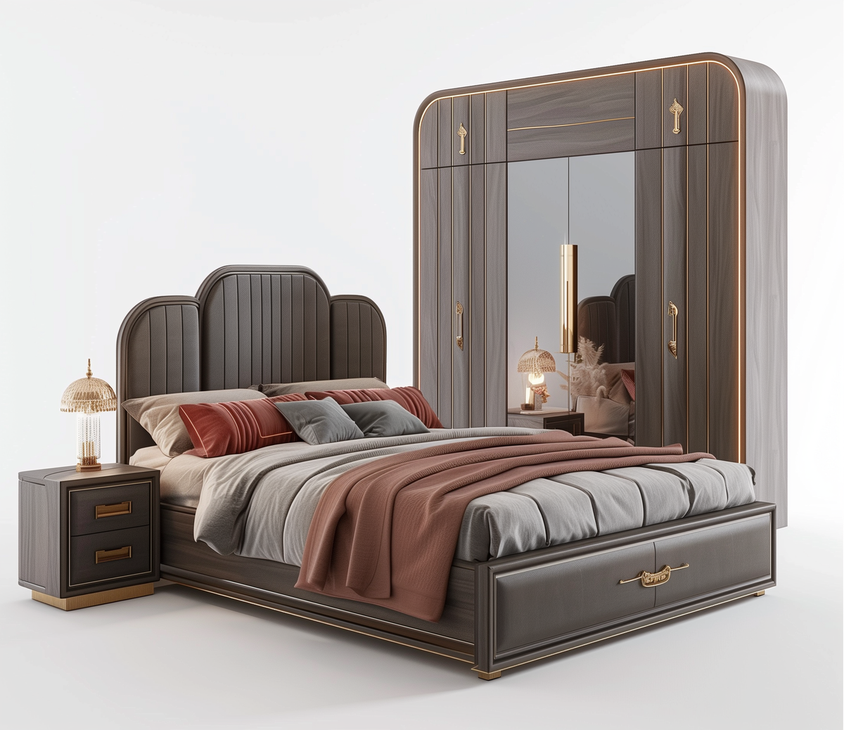 Modern Bedroom Set Full Luxurious King Furniture - Image 7