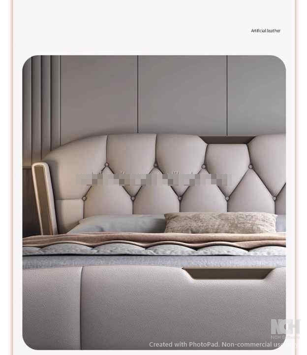 Wood Bedroom Bed Set Soft Up-holstered Furniture King Double - Image 4
