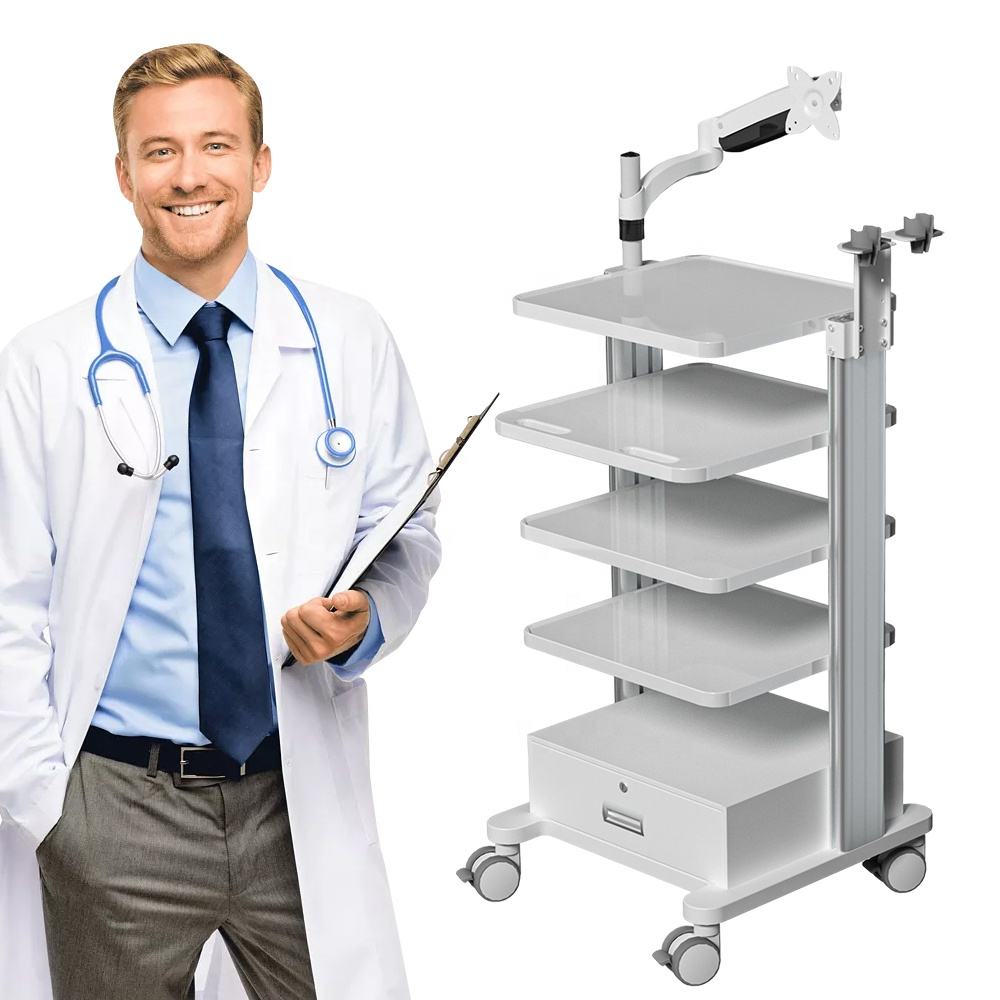 Hospital Mobile Workstation 4Layer Storage - Image 6