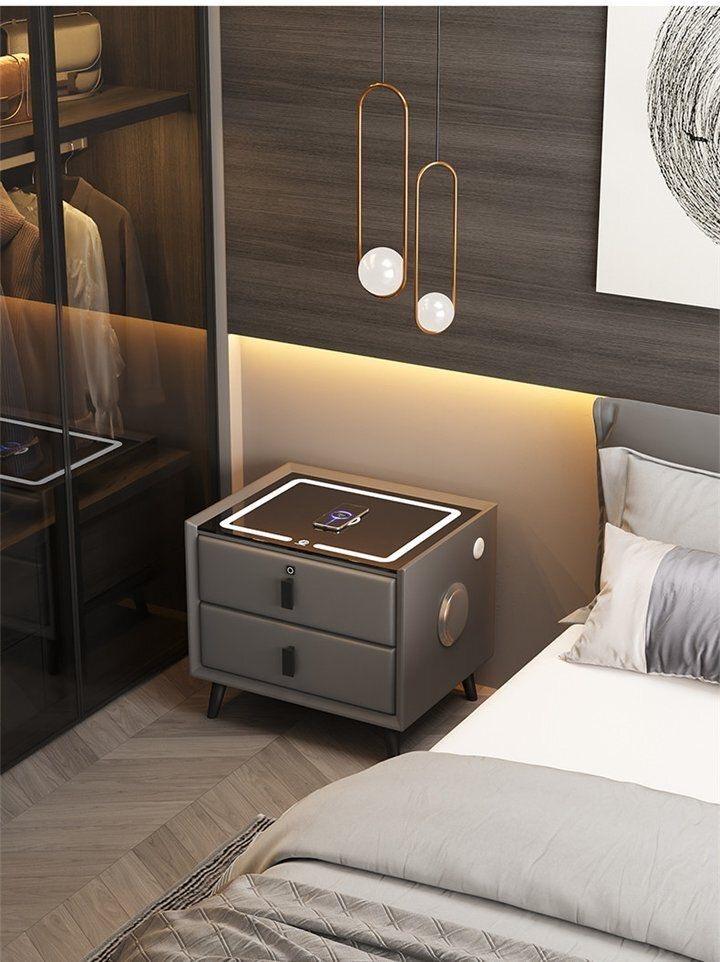 Modern Smart Wood Bedroom Cabinet Table Wireless Charge Household Solid - Image 7