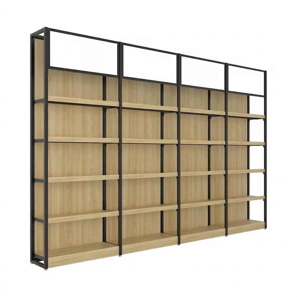 Steel & Wood Commercial Gondola Shelving Retail Store Display - Image 5