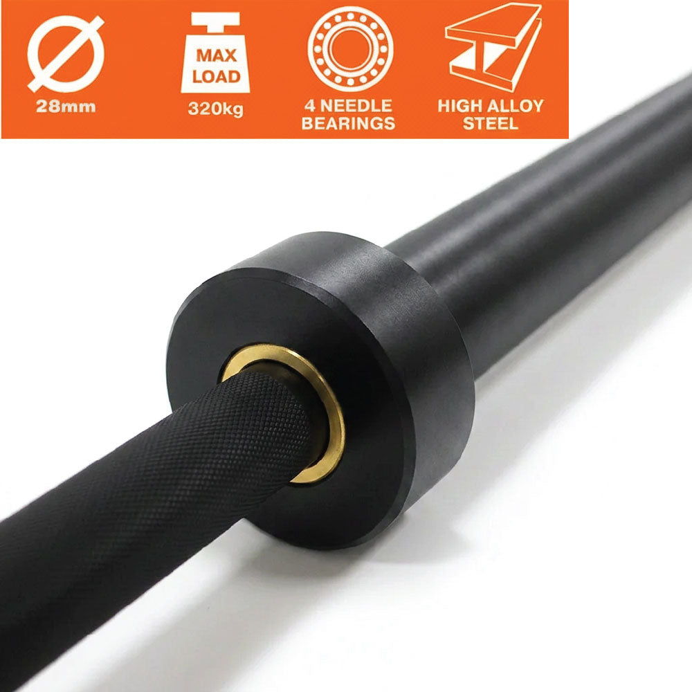 Powercore Olympic Lifting Bar 4.0 Black (320kg/ 2.2m/ 28mm) (3 Year Warranty)